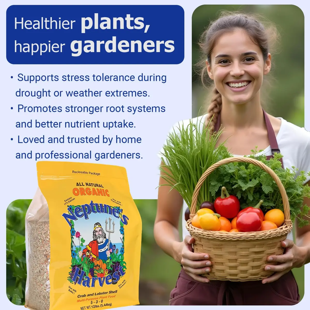 Neptune’s Harvest Organic Crab & Lobster Shell Fertilizer 12 lb | Organic Plant Food for Soil & Gardens - view 5