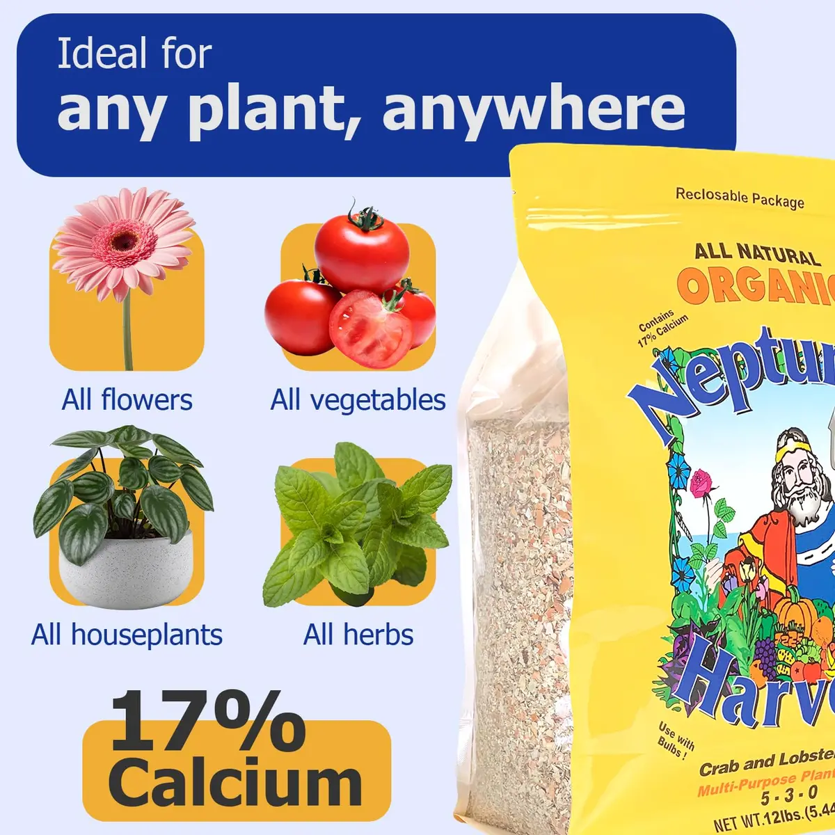 Neptune’s Harvest Organic Crab & Lobster Shell Fertilizer 12 lb | Organic Plant Food for Soil & Gardens - view 3