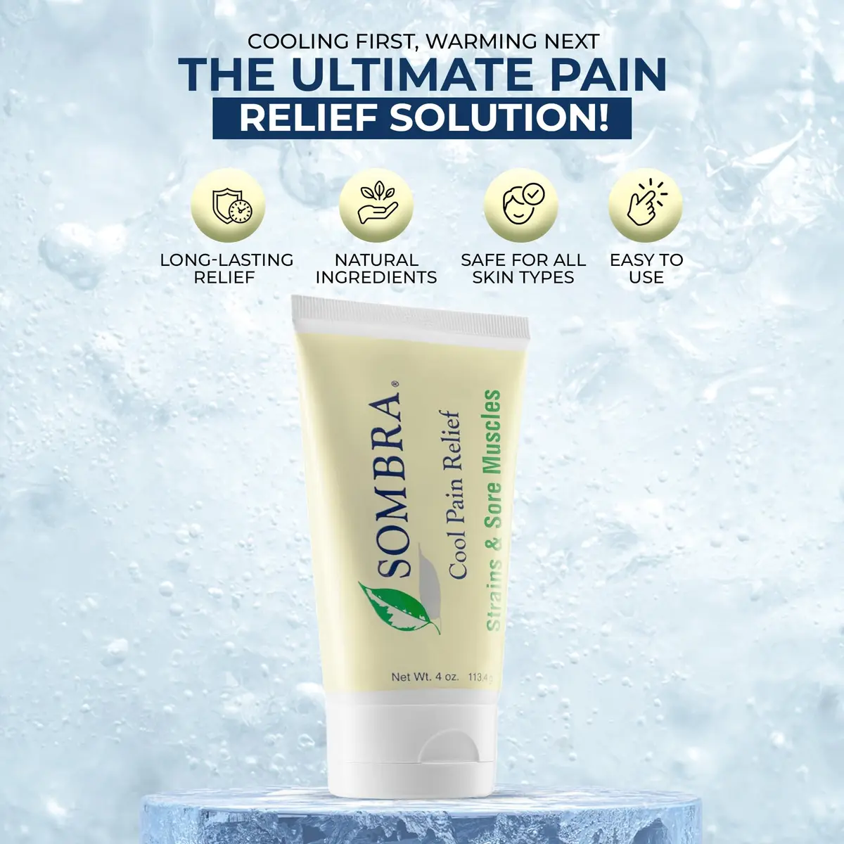 Sombra Cool Pain Relief Gel 4 oz | Fast-Absorbing, Natural, Vegan Formula for Sore Muscles & Recovery - view 2