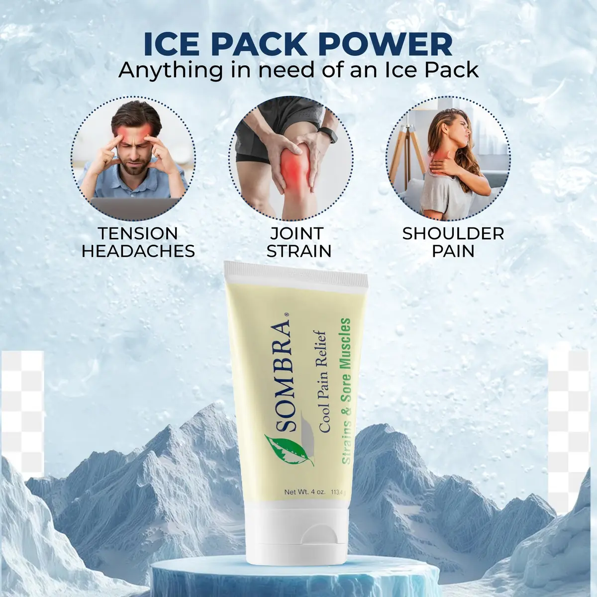 Sombra Cool Pain Relief Gel 4 oz | Fast-Absorbing, Natural, Vegan Formula for Sore Muscles & Recovery - view 3