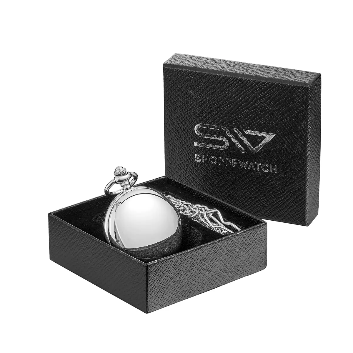 ShoppeWatch Men’s Silver Pocket Watch with Chain | Hand Winding Vintage Pocket Watch | Classic Mechanical Movement Pocketwatch | 1920s Railroad Steampunk Costume Accessory PW20 - view 6