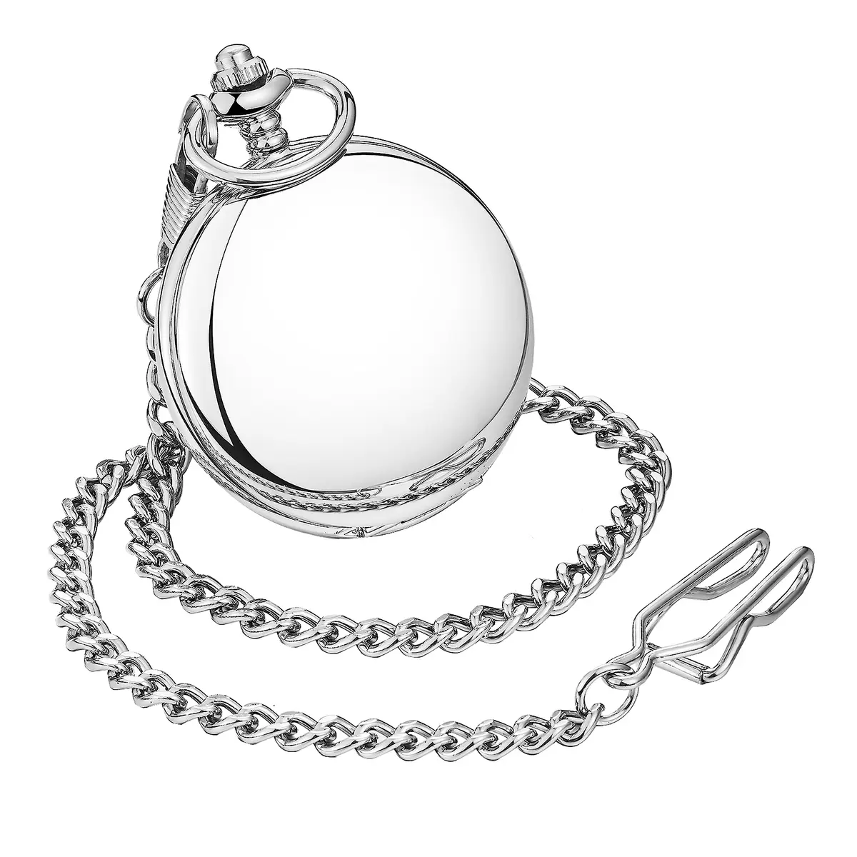 ShoppeWatch Men’s Silver Pocket Watch with Chain | Hand Winding Vintage Pocket Watch | Classic Mechanical Movement Pocketwatch | 1920s Railroad Steampunk Costume Accessory PW20 - view 4