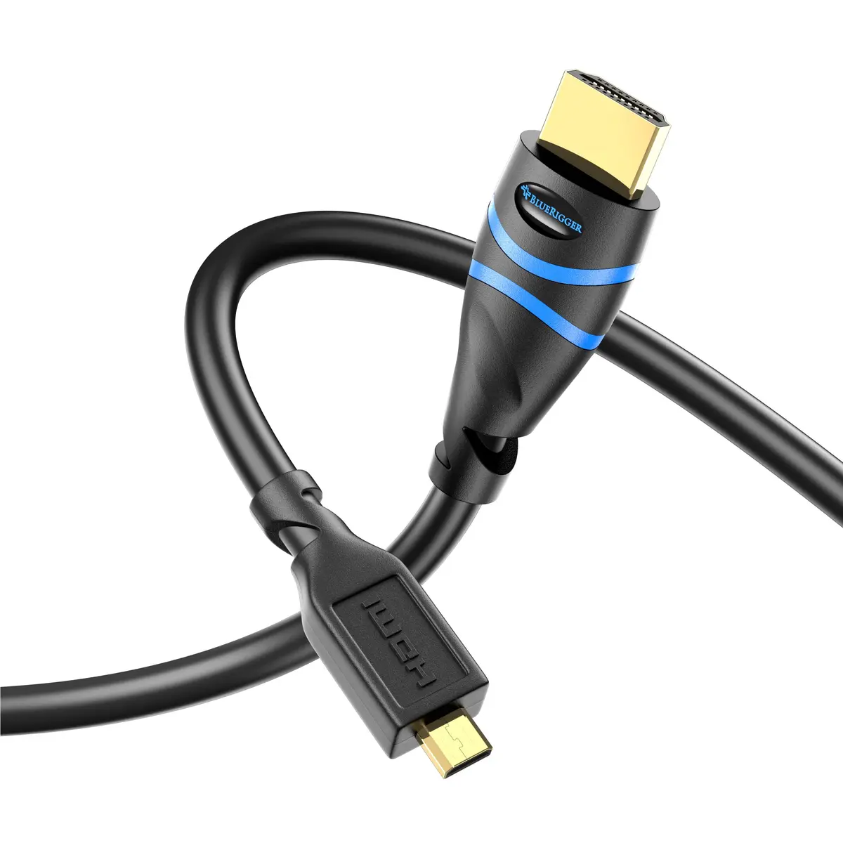 BlueRigger Micro HDMI to HDMI Cable 3.05m (10FT) | 4K@60Hz HDR, 18Gbps, ARC - main product image