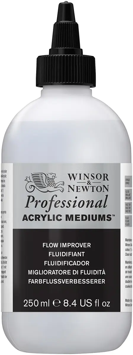 Winsor & Newton Acrylic Medium Flow Improver 250ml | Maintains Color Stability & Slows Drying - main product image