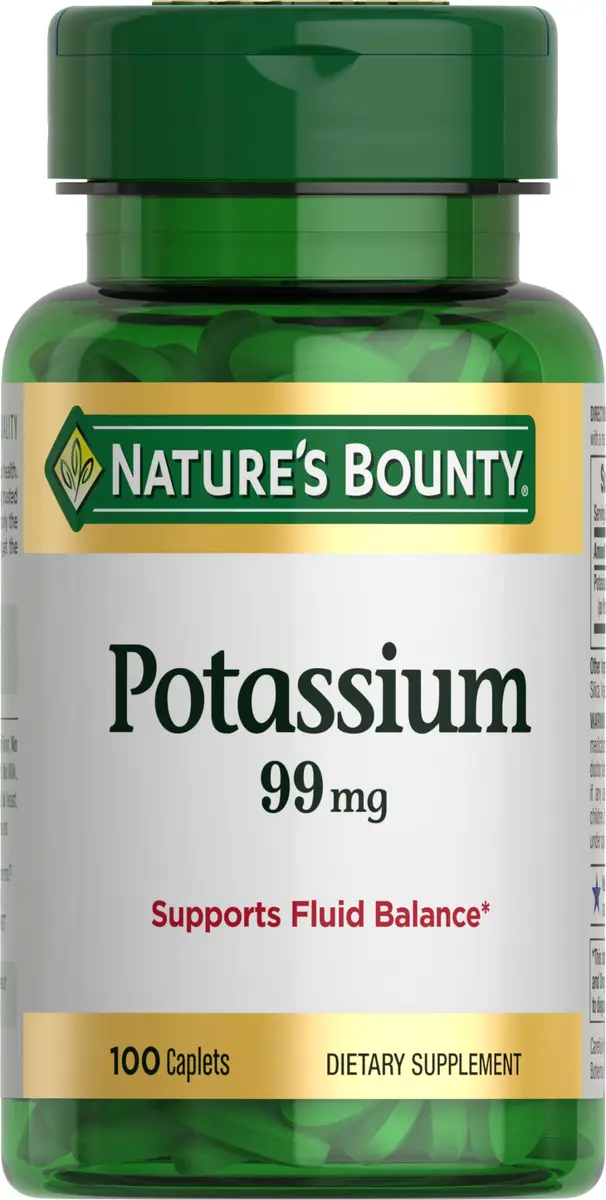 Nature's Bounty Potassium 99mg | Supports Fluid & Muscle Health, Vegetarian Caplets - main product image