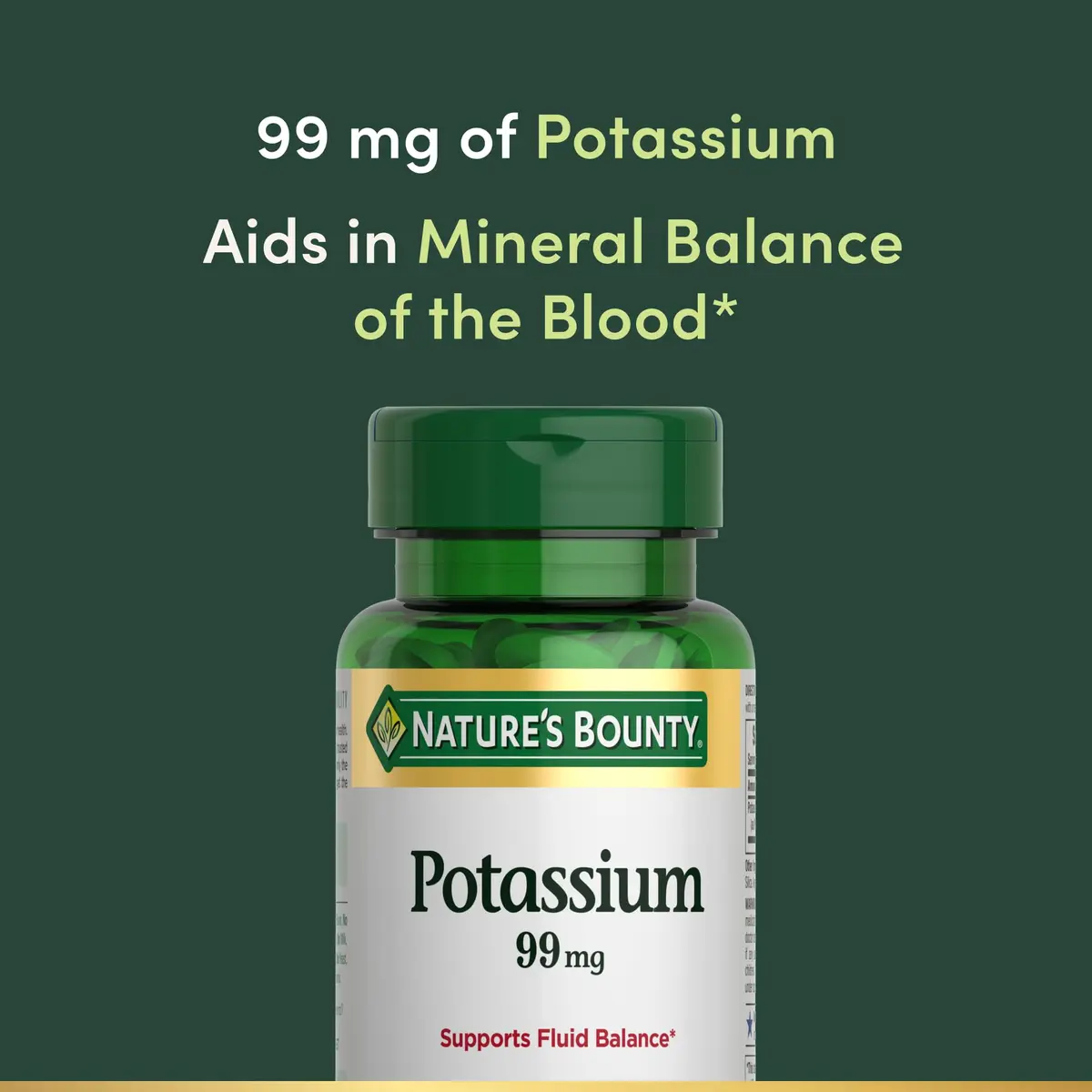 Nature's Bounty Potassium 99mg | Supports Fluid & Muscle Health, Vegetarian Caplets - view 3