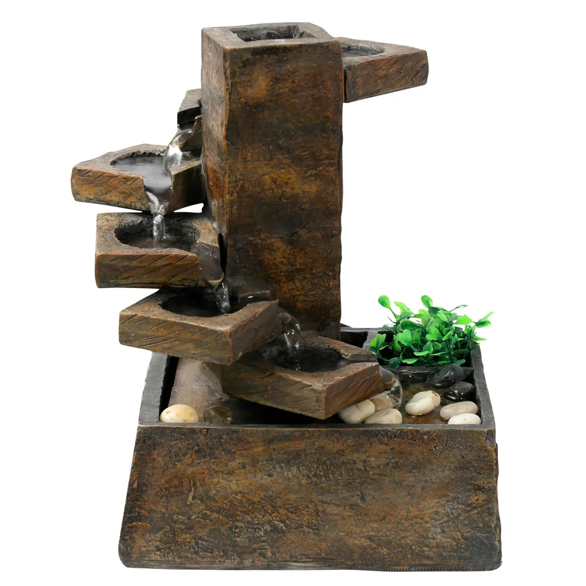 Alpine Corporation TT8000 Indoor/Outdoor Tiered Stone Fountain 11" | Tranquil Waterfall with Mini Plant Holder - main product image