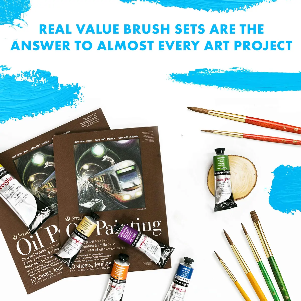 Princeton Art & Brush Company 9153 RealValue 6-Piece Synthetic Gold Taklon Brush Set | For All Media - view 5