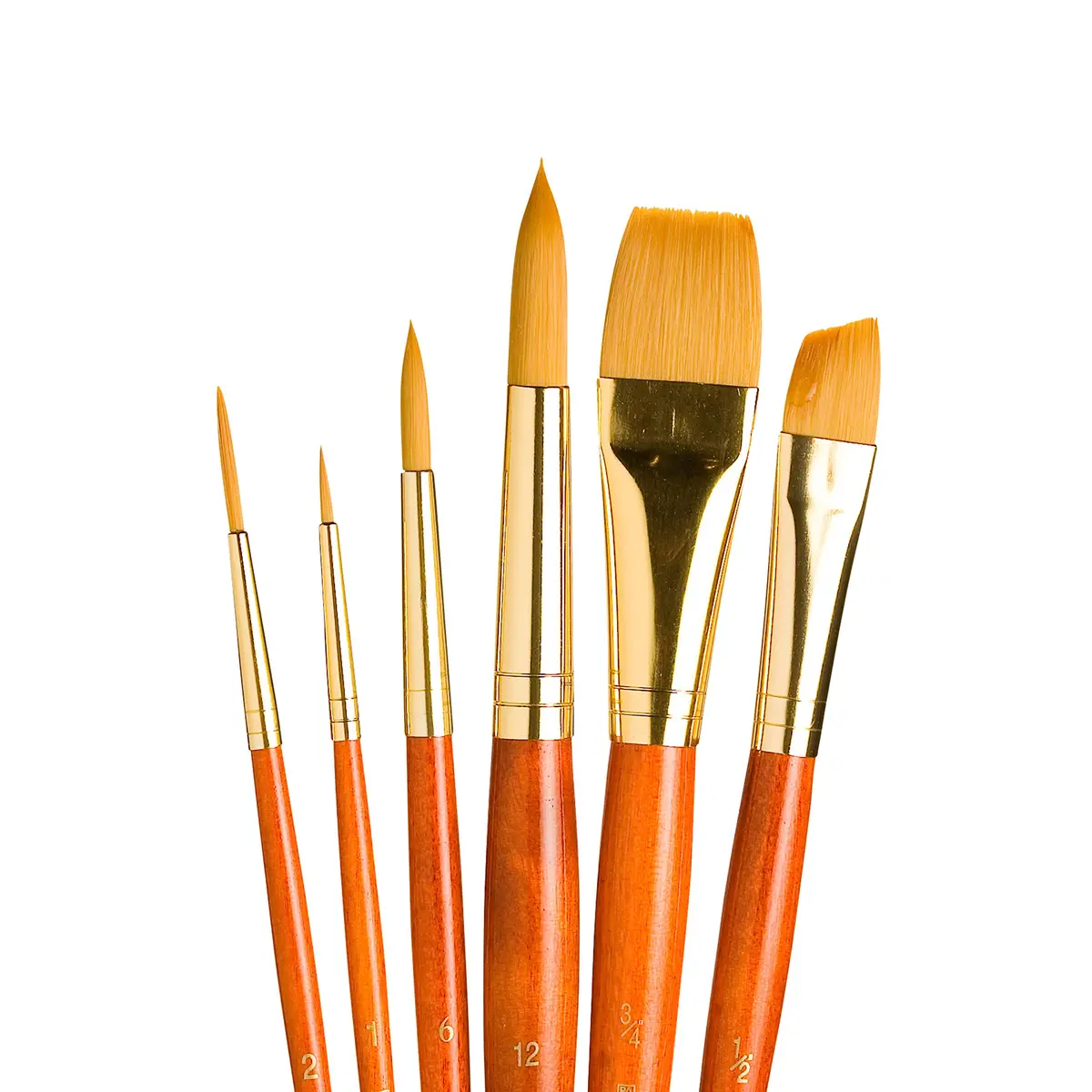 Princeton Art & Brush Company 9153 RealValue 6-Piece Synthetic Gold Taklon Brush Set | For All Media - main product image