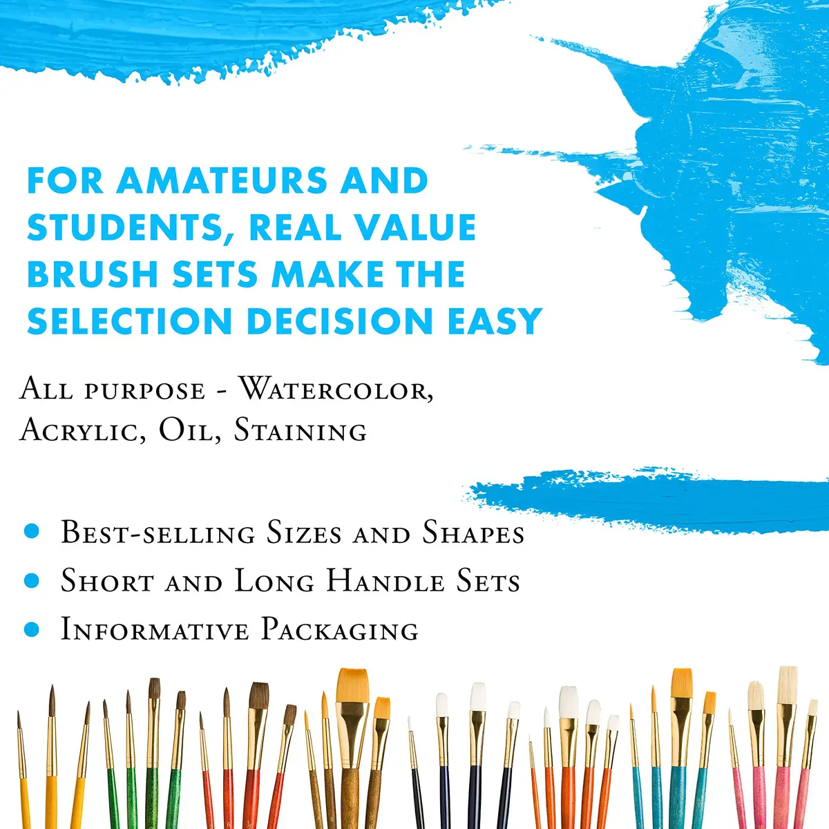 Princeton Art & Brush Company 9153 RealValue 6-Piece Synthetic Gold Taklon Brush Set | For All Media - view 2