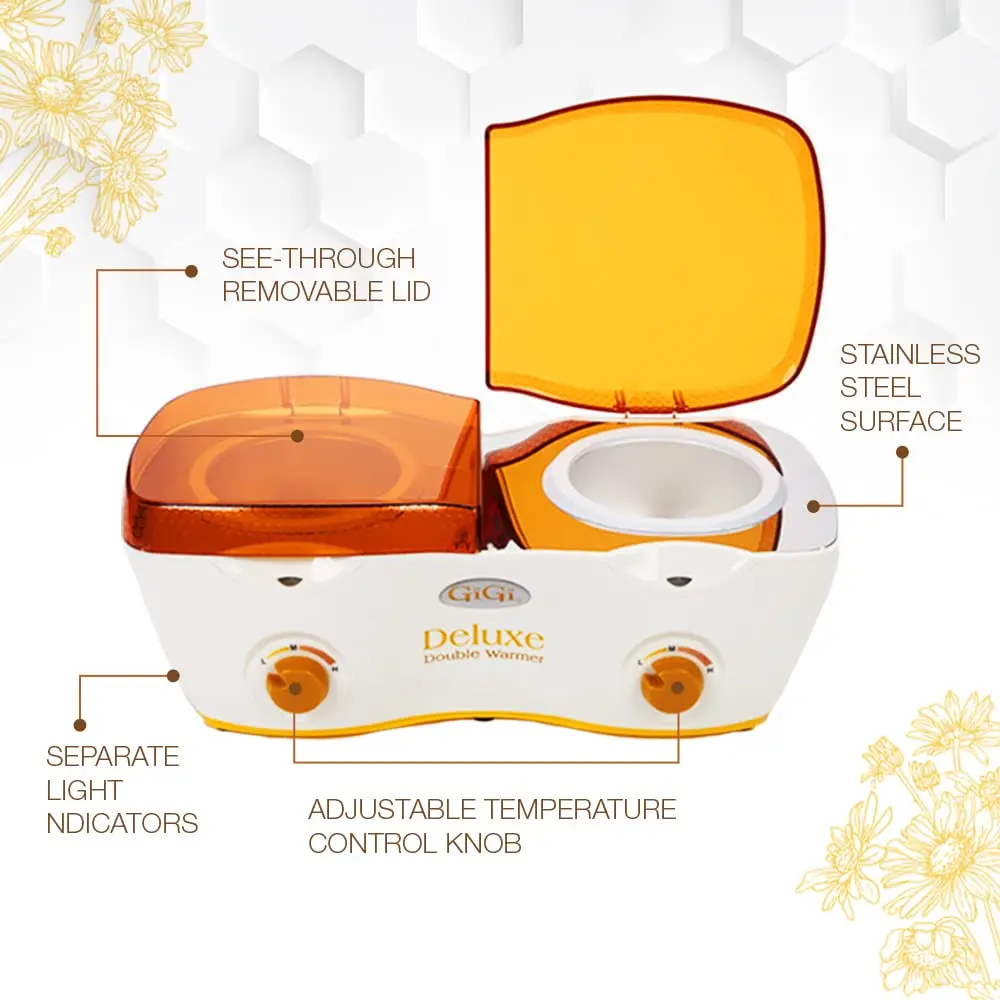 GiGi Deluxe Double Wax Warmer - Hair Removal Kit, Dual Pot, Adjustable Temp, 14 oz (2) Can | Salon & Home Use - view 4