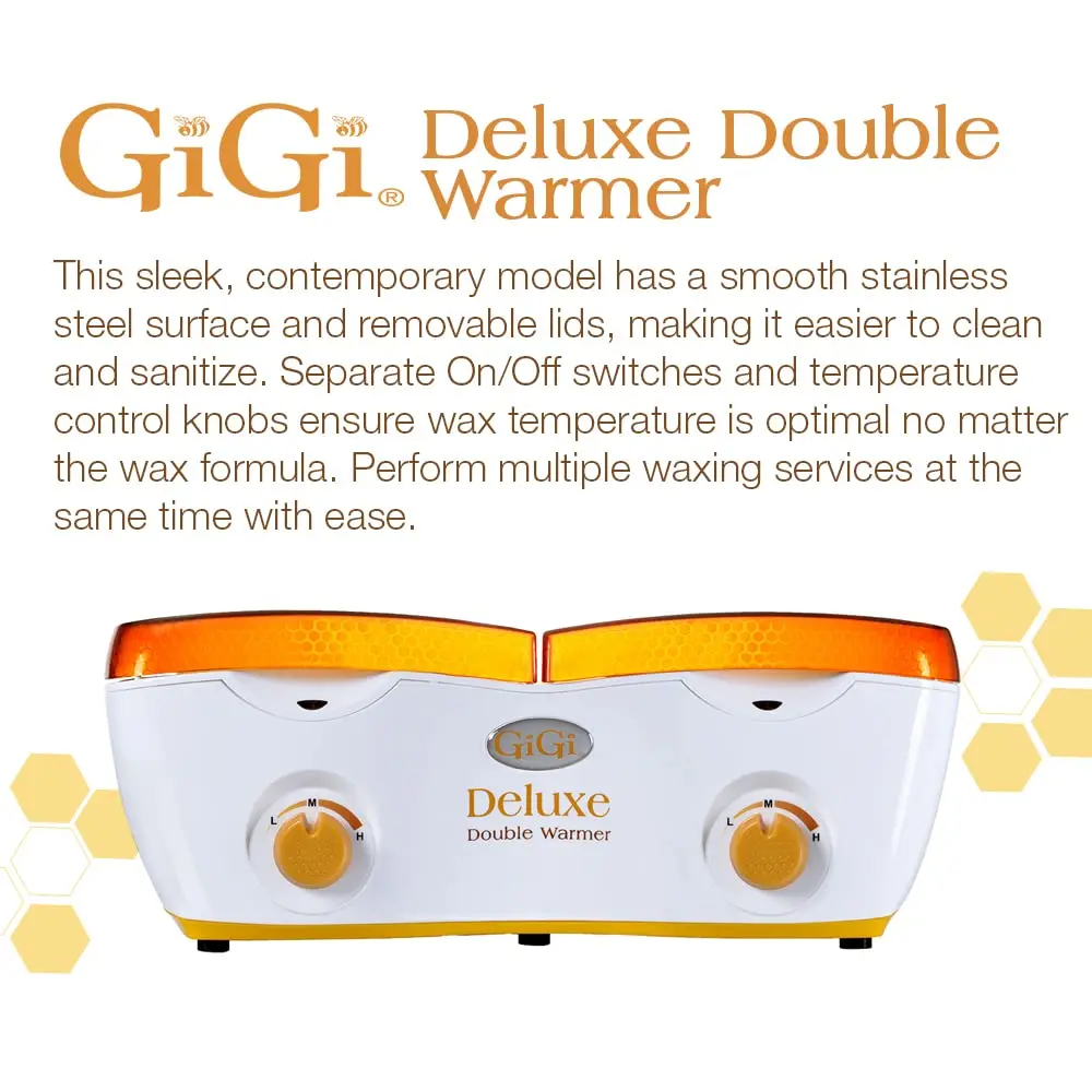 GiGi Deluxe Double Wax Warmer - Hair Removal Kit, Dual Pot, Adjustable Temp, 14 oz (2) Can | Salon & Home Use - view 2