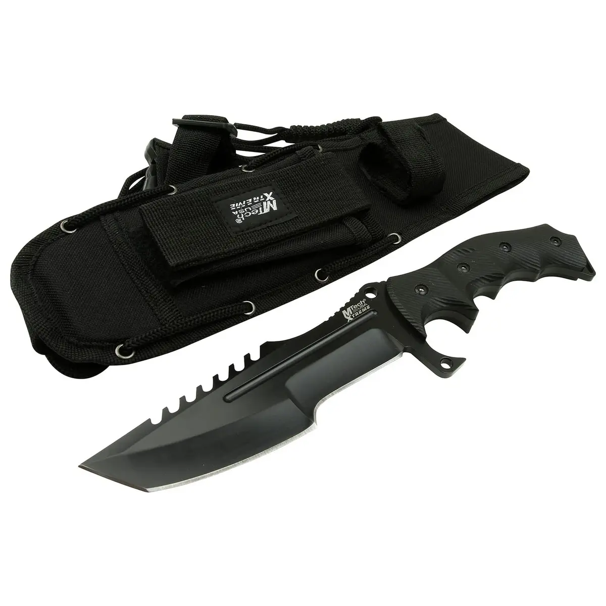 MTECH USA XTREME MX-8054 Tactical Fixed Blade Knife 11-Inch Black Stainless Steel Tanto Blade with Sawback - view 3