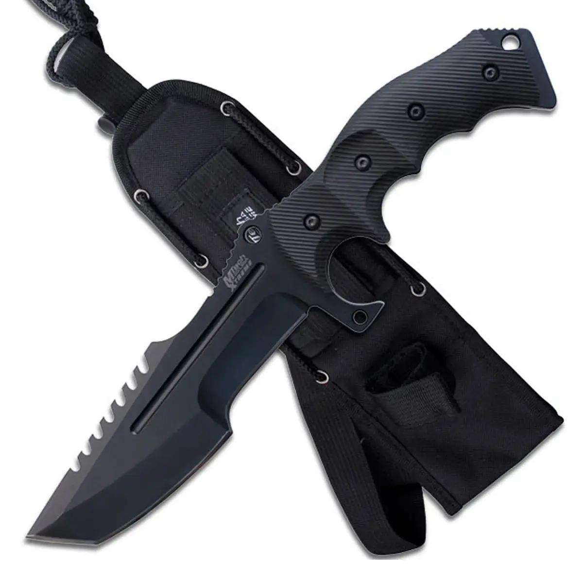 MTECH USA XTREME MX-8054 Tactical Fixed Blade Knife 11-Inch Black Stainless Steel Tanto Blade with Sawback - main product image