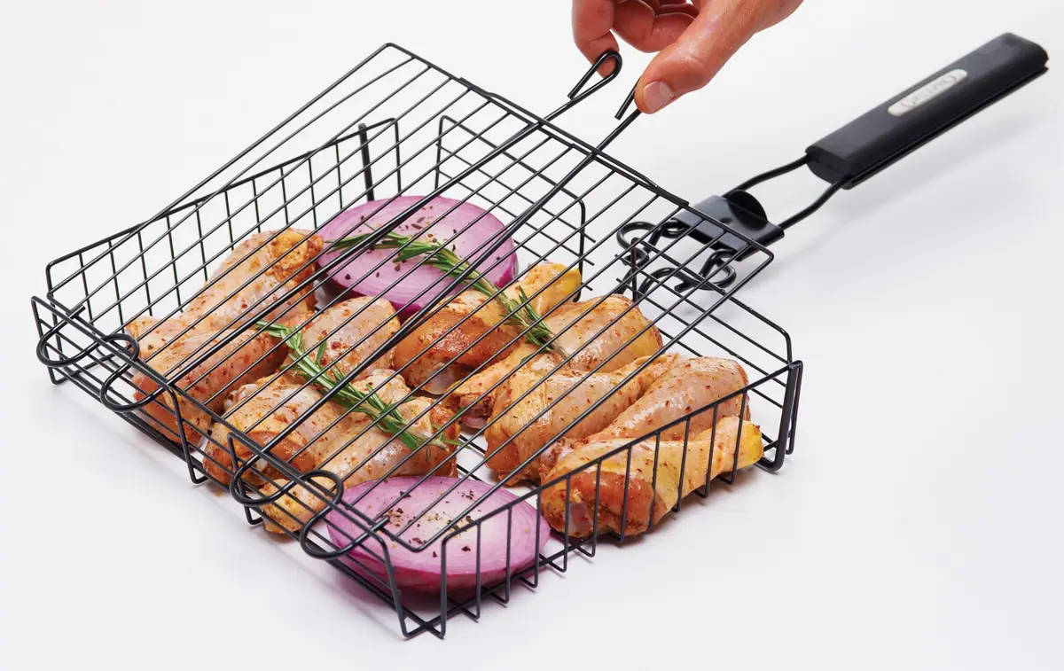 GrillPro 24876 Deluxe Non Stick Broiler Basket with Detachable Handle | Versatile Grilling Accessory - view 5