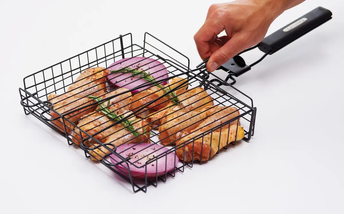 GrillPro 24876 Deluxe Non Stick Broiler Basket with Detachable Handle | Versatile Grilling Accessory - view 6