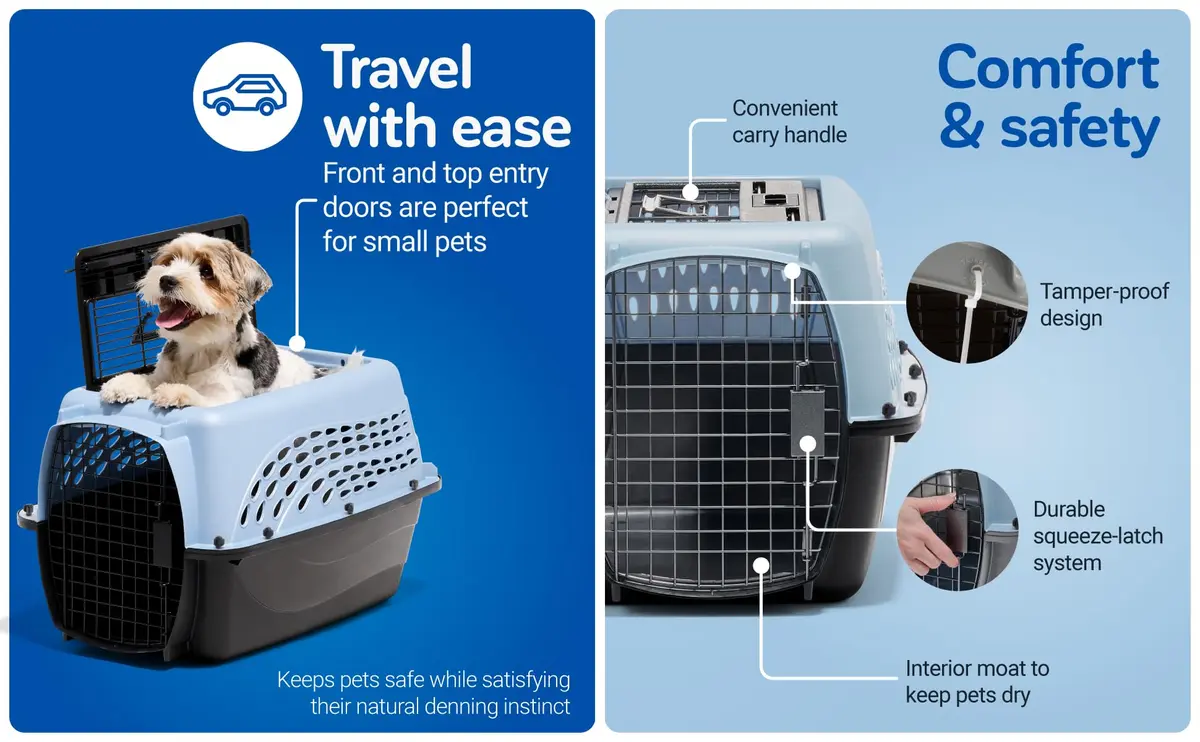 Petmate Dog Crate for Small Dogs & Cats 24in | Airline Approved, Easy to Clean, Durable Plastic - view 7
