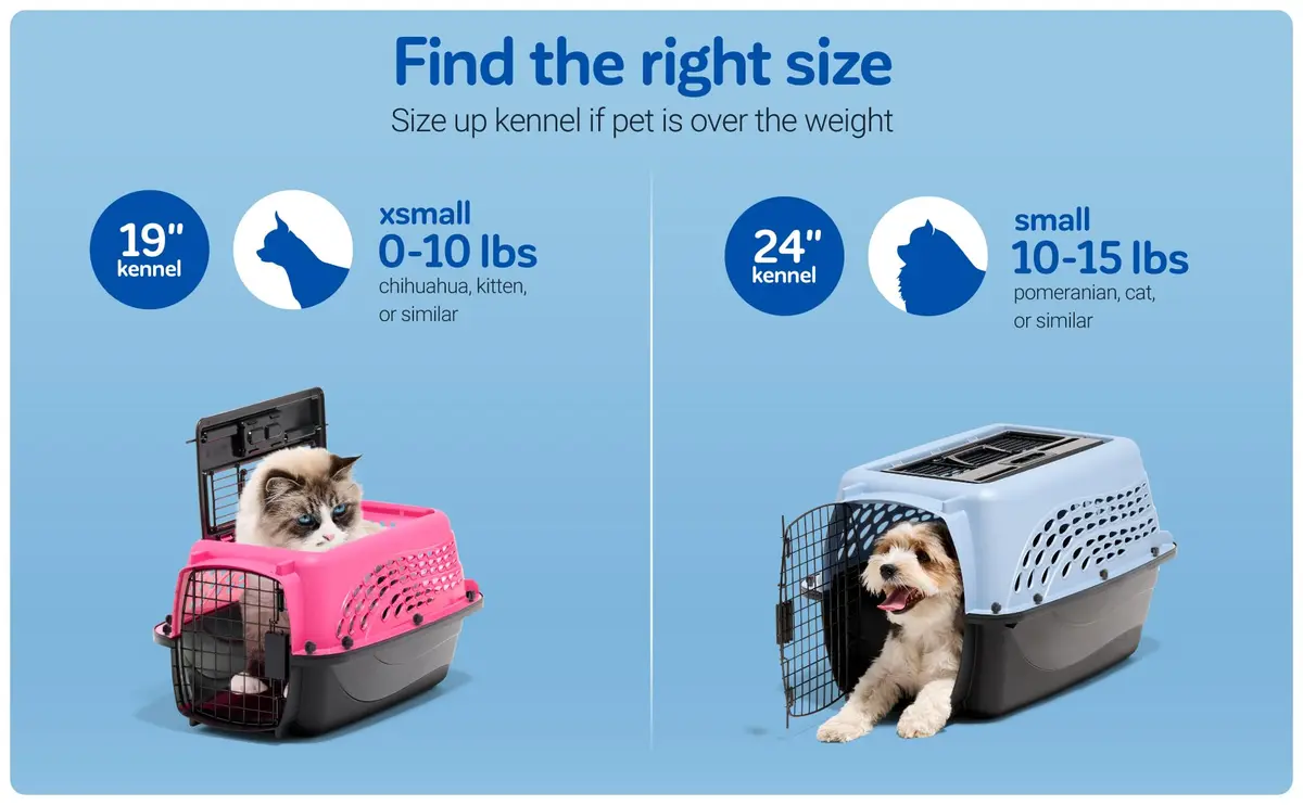 Petmate Dog Crate for Small Dogs & Cats 24in | Airline Approved, Easy to Clean, Durable Plastic - view 3