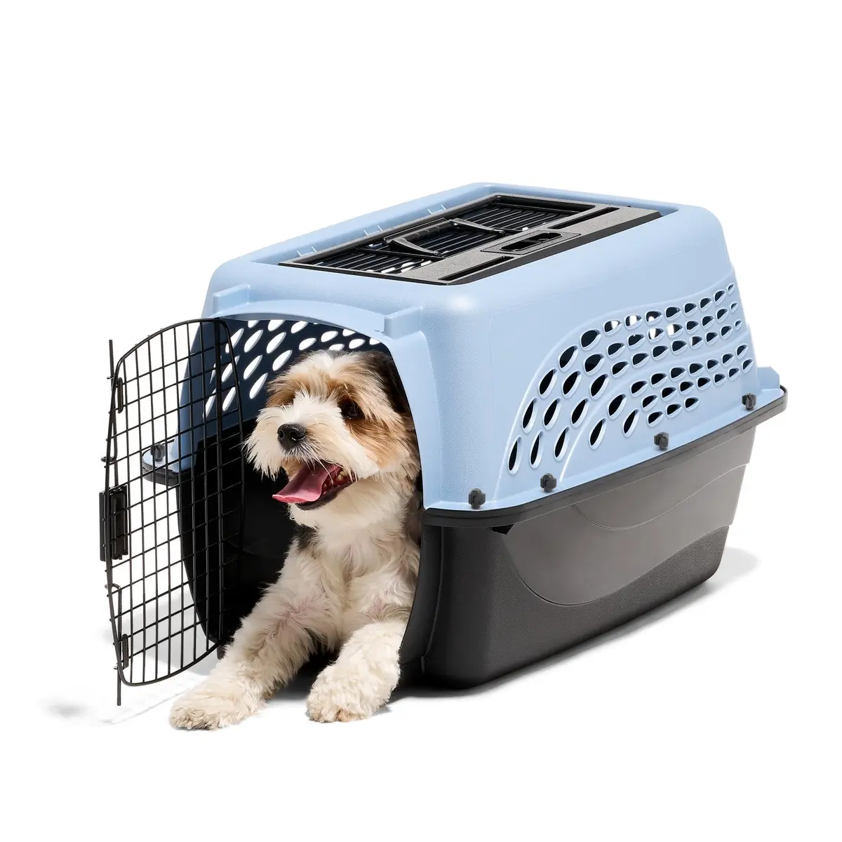 Petmate Two Door Plastic Pet Kennel for Small Dogs and Cats, 24in, Blue | Airline Approved Travel Carrier - view 2