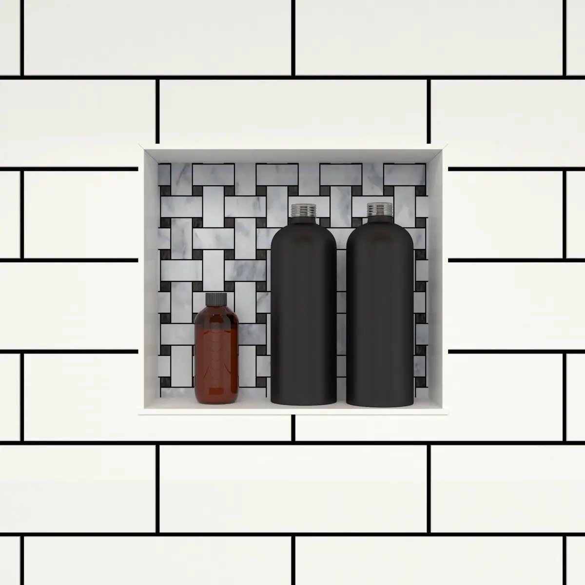 Tile Redi USA Niche Single Recessed Shower Shelf – Black, 16-Inch Width x 14-Inch Height x 4-Inch Depth - view 4