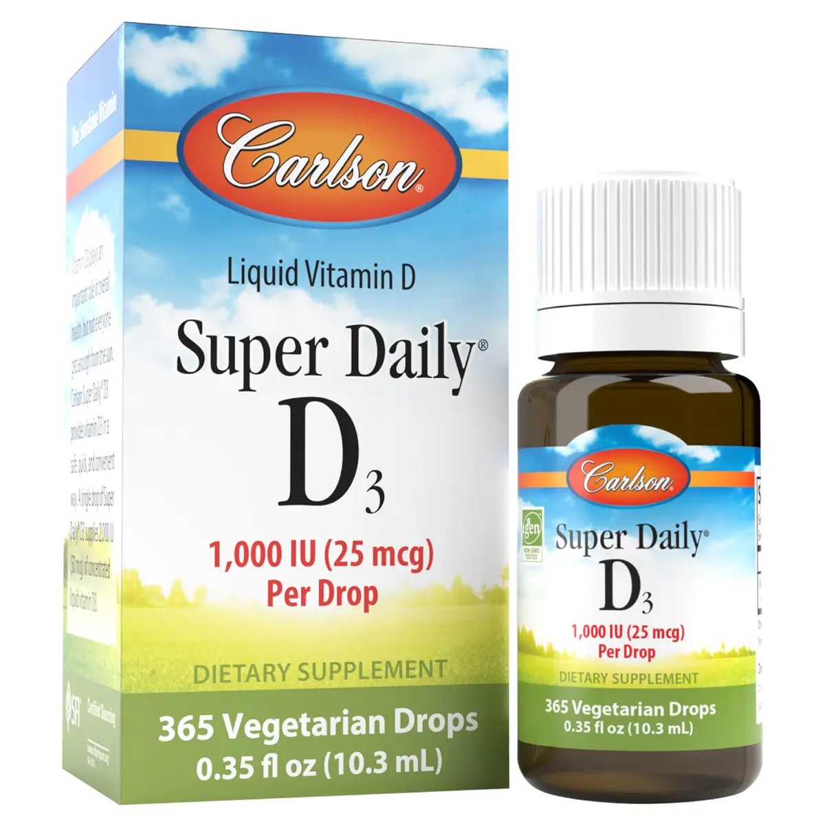 Carlson Super Daily D3 25 mcg | 365 Drops for Bone & Immune Support - main product image