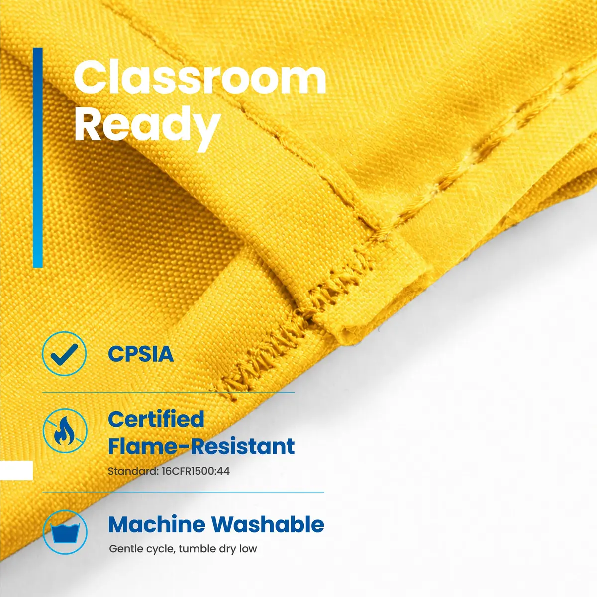Seat Sack Student Chair Storage Pocket 15" Yellow | Classroom Organizer for Student Desks - view 5