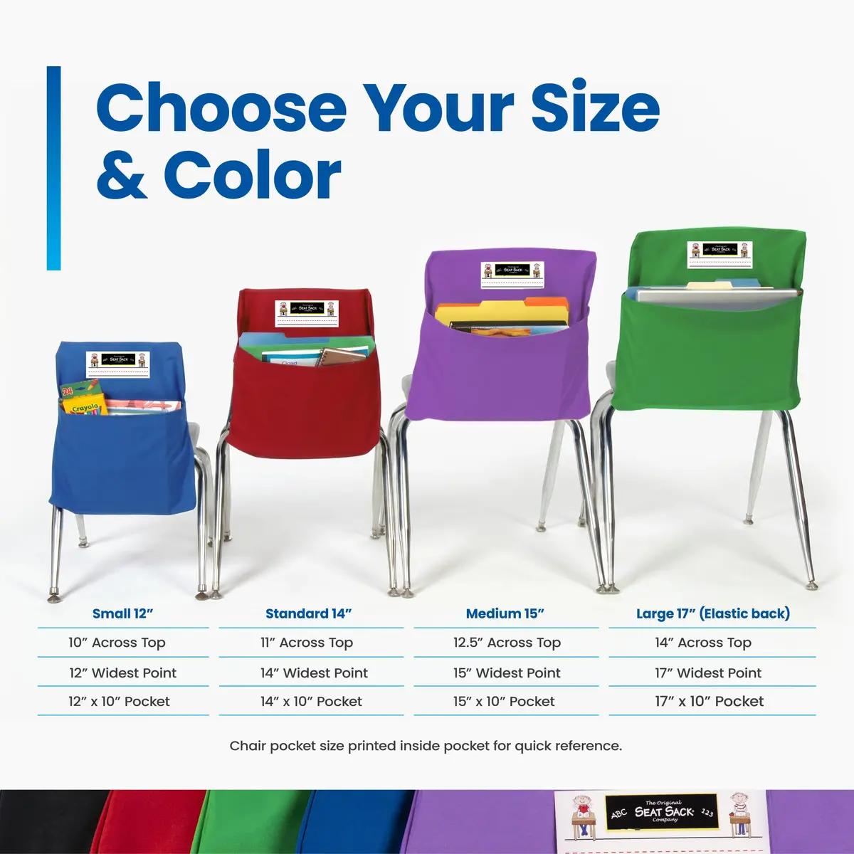 Seat Sack Student Chair Storage Pocket 15" Yellow | Classroom Organizer for Student Desks - view 6