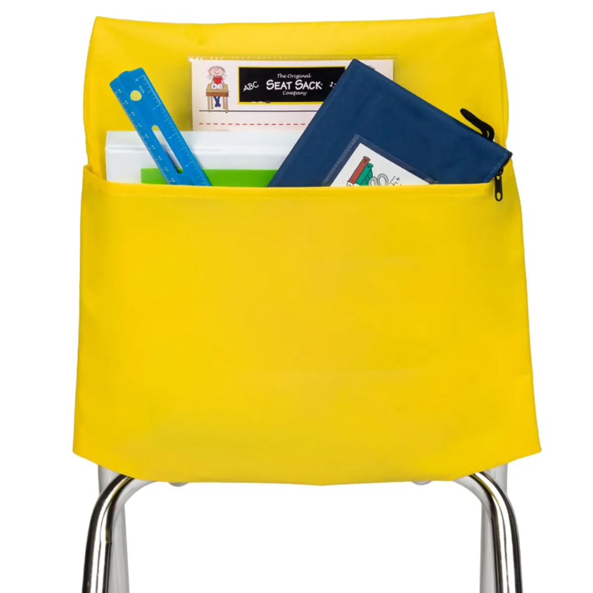 Seat Sack Student Chair Storage Pocket 15" Yellow | Classroom Organizer for Student Desks - main product image