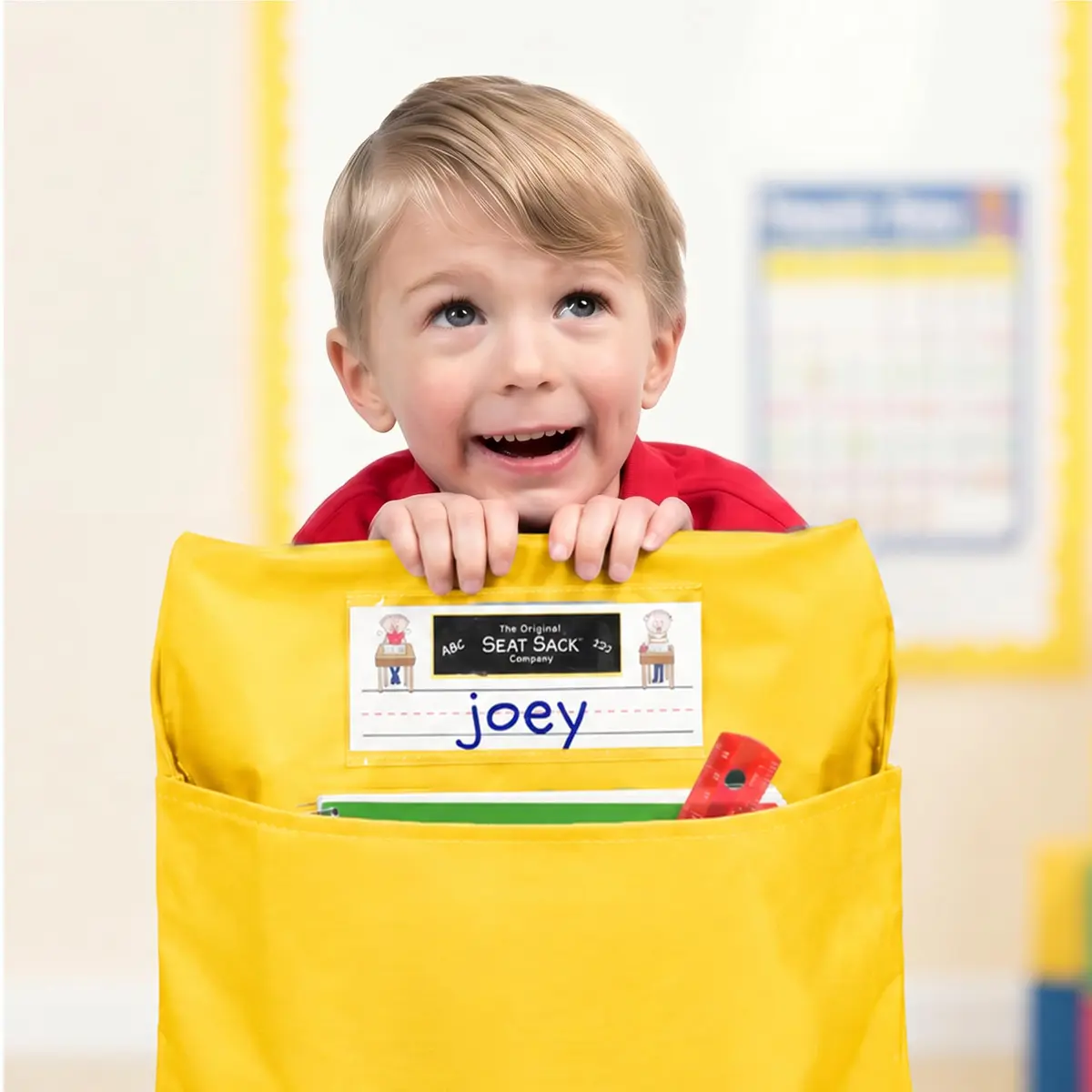Seat Sack Student Chair Storage Pocket 15" Yellow | Classroom Organizer for Student Desks - view 9