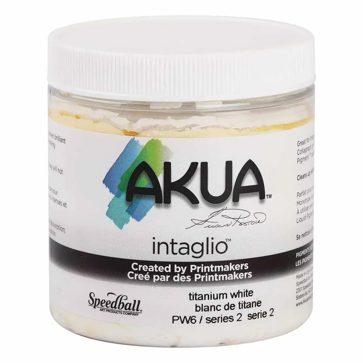 Akua Intaglio Water-Based Ink, 227ml (8 fl oz) Jar, Titanium White | Brilliant, Lightfast, Non-Toxic Printmaking Ink - main product image