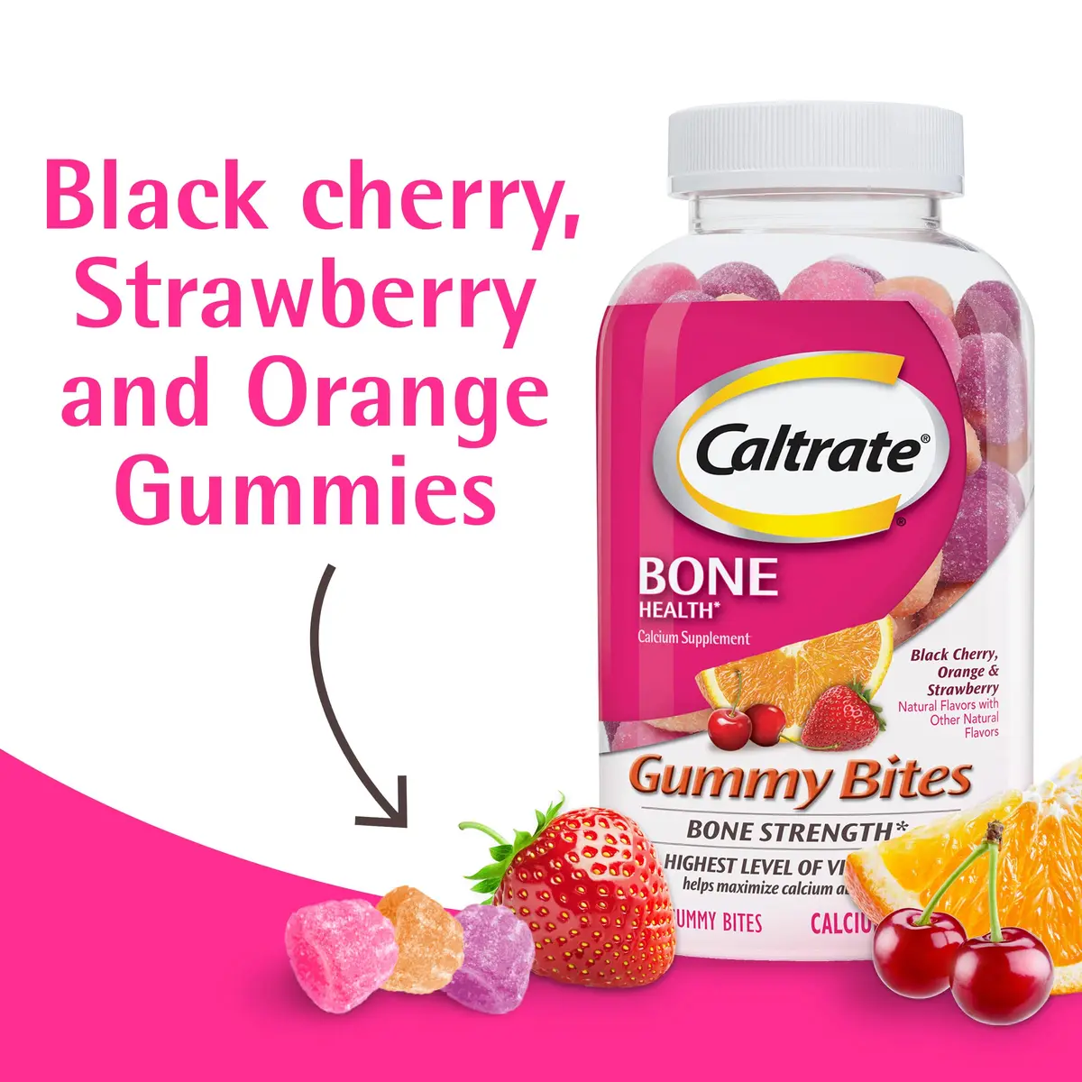 Caltrate Gummy Bites 600 Plus D3 Vitamin D and Calcium Supplement, 100 Ct | Bone Support with High Vitamin D3 & Calcium - view 2