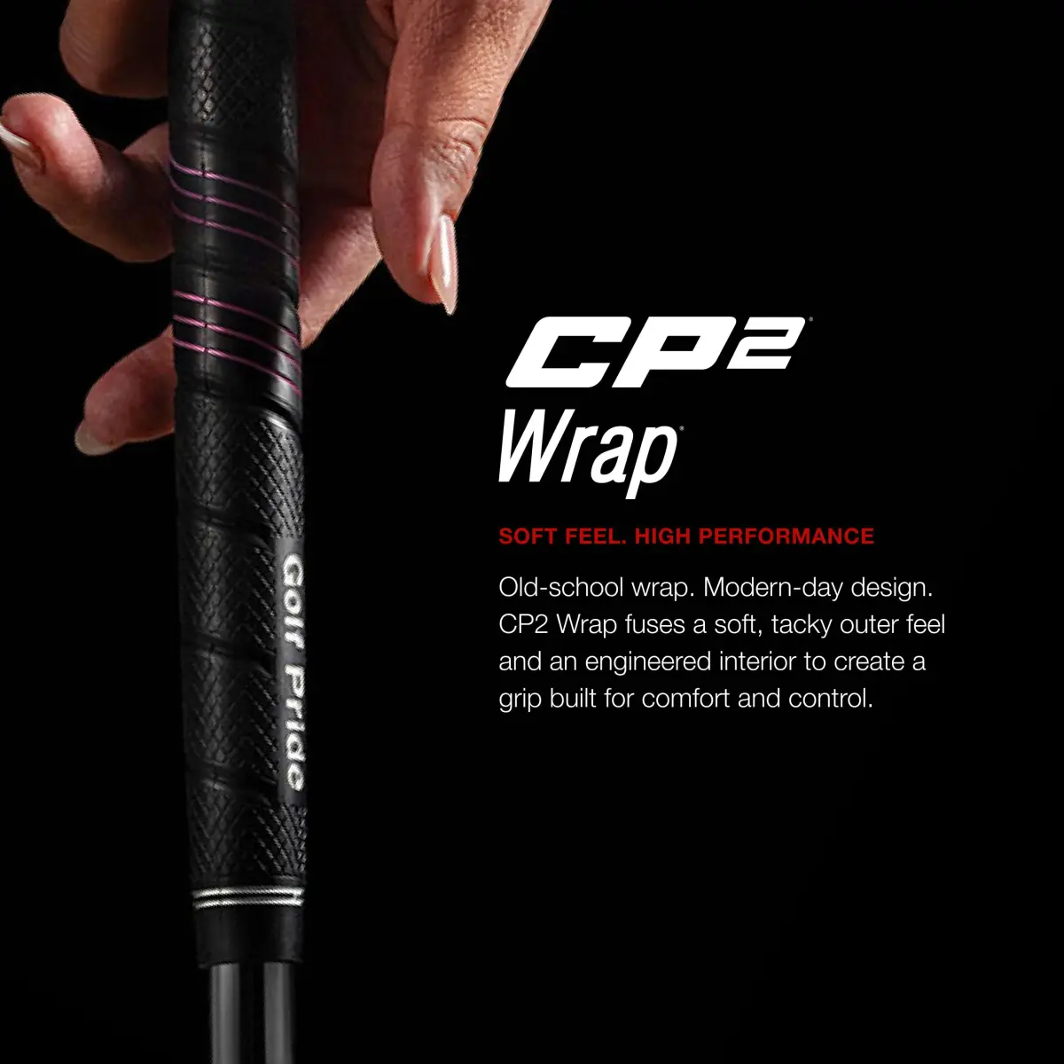 Golf Pride CP2 Wrap Golf Club Grip (8-Pack, Standard, Black/Blue) | Control Core Technology Reduces Torque - view 2