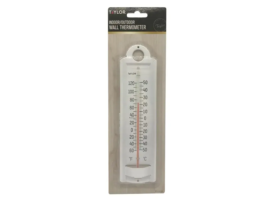 Taylor White 1 Pack Aluminum Thermometer -60F to 120F (-50C to 50C) | Indoor/Outdoor Weather Resistant - main product image