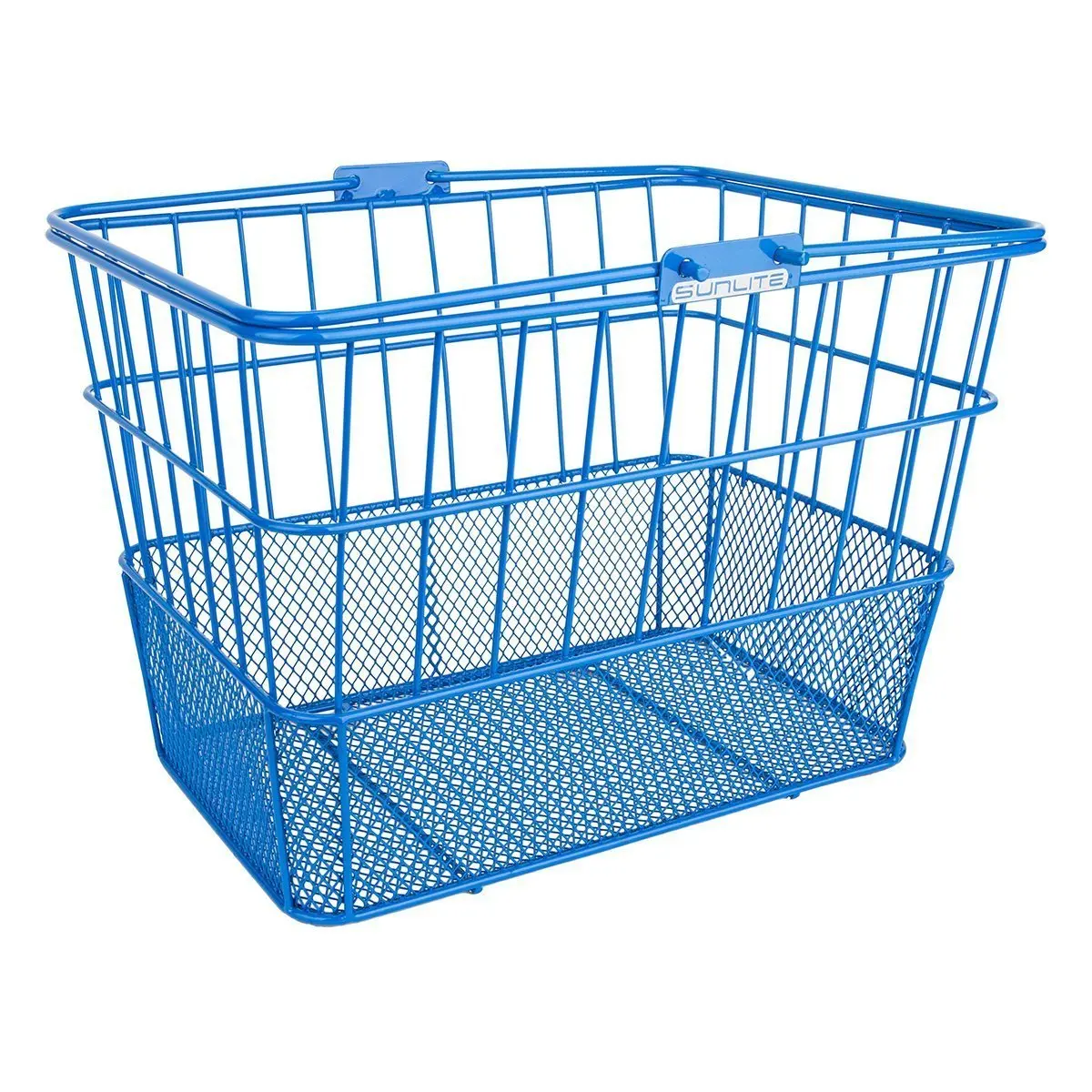 Sunlite Bicycle Basket Blue | Mesh Bottom Handlebar Mount (13.5x9.87x9.5) - main product image