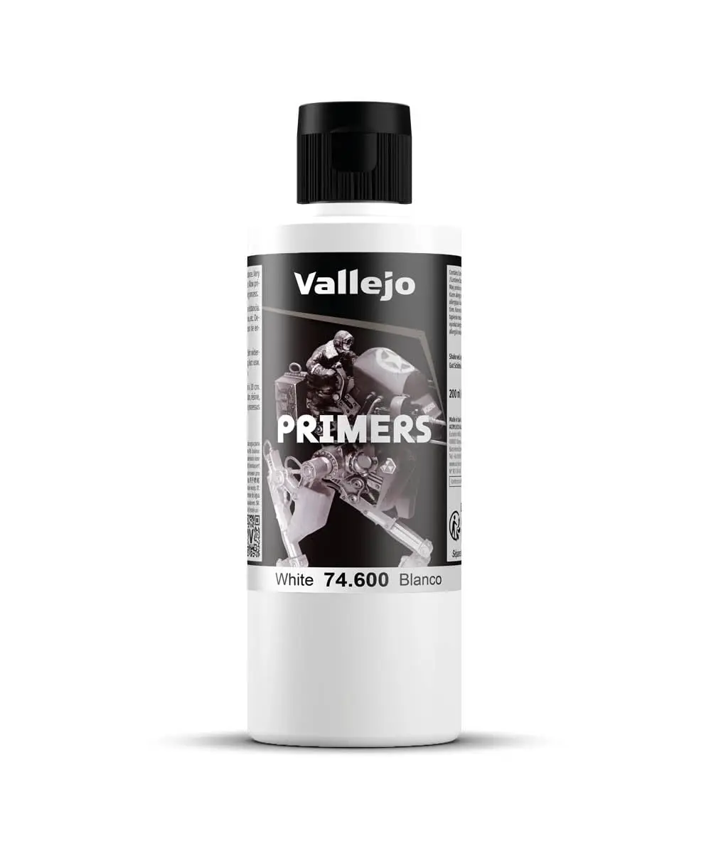Vallejo White Surface Primer 200 ml (6.76 fl.oz.) | Matte Finish & Fast Drying for Models - main product image