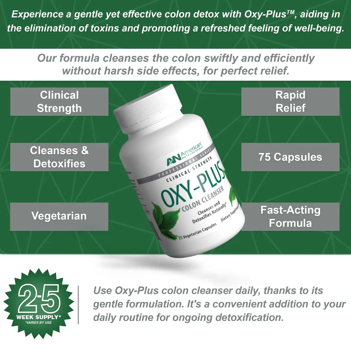 American Nutriceuticals Oxy-Plus Colon Cleanse Detox 75 Capsules | Fast Relief & Heavy Metal Removal - view 4
