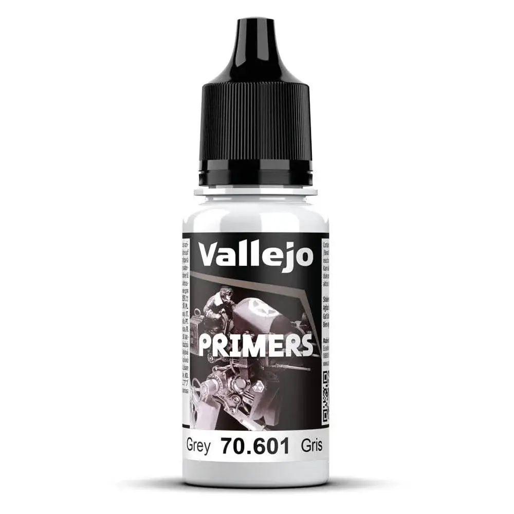 Vallejo Grey Acrylic Surface Primer 18ml (0.6 fl oz) | Matte Finish & Fast Drying for Models - main product image