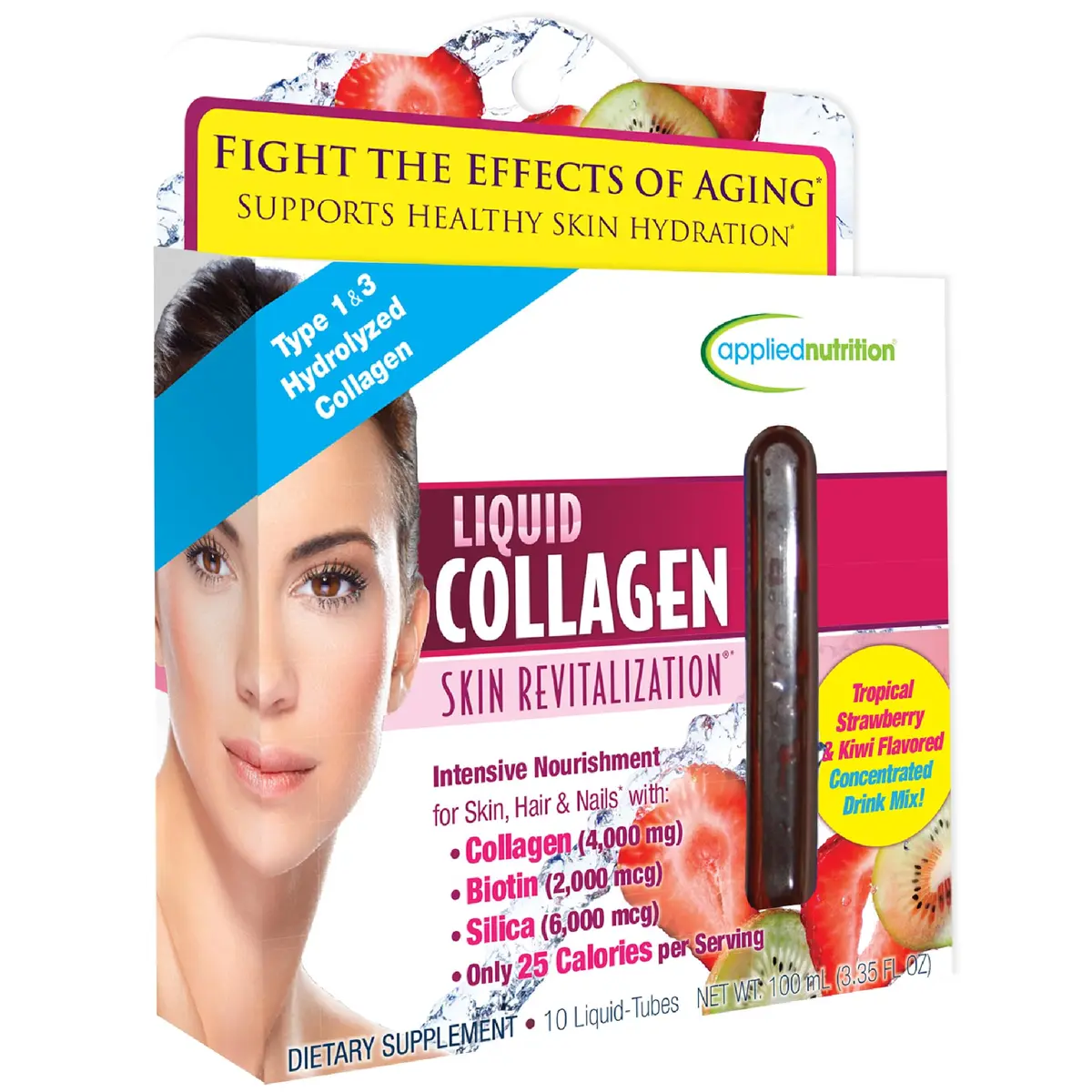 Applied Nutrition Liquid Collagen Skin Revitalization Beauty Drink | Supports Skin Elasticity & Moisture | Tropical Strawberry & Kiwi Flavor - main product image