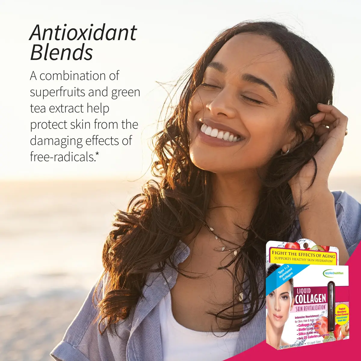 Applied Nutrition Liquid Collagen Skin Revitalization Beauty Drink | Supports Skin Elasticity & Moisture | Tropical Strawberry & Kiwi Flavor - view 5