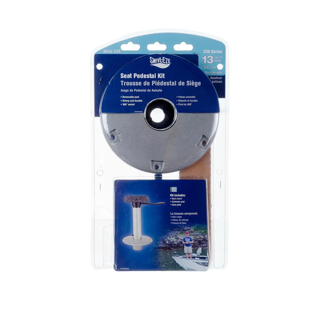 attwood Swivl-Eze 238 Series Boat Pedestal Seat Kit 23813-7, One Size | Aluminum 13-inch Seat Post for Marine Use - view 5