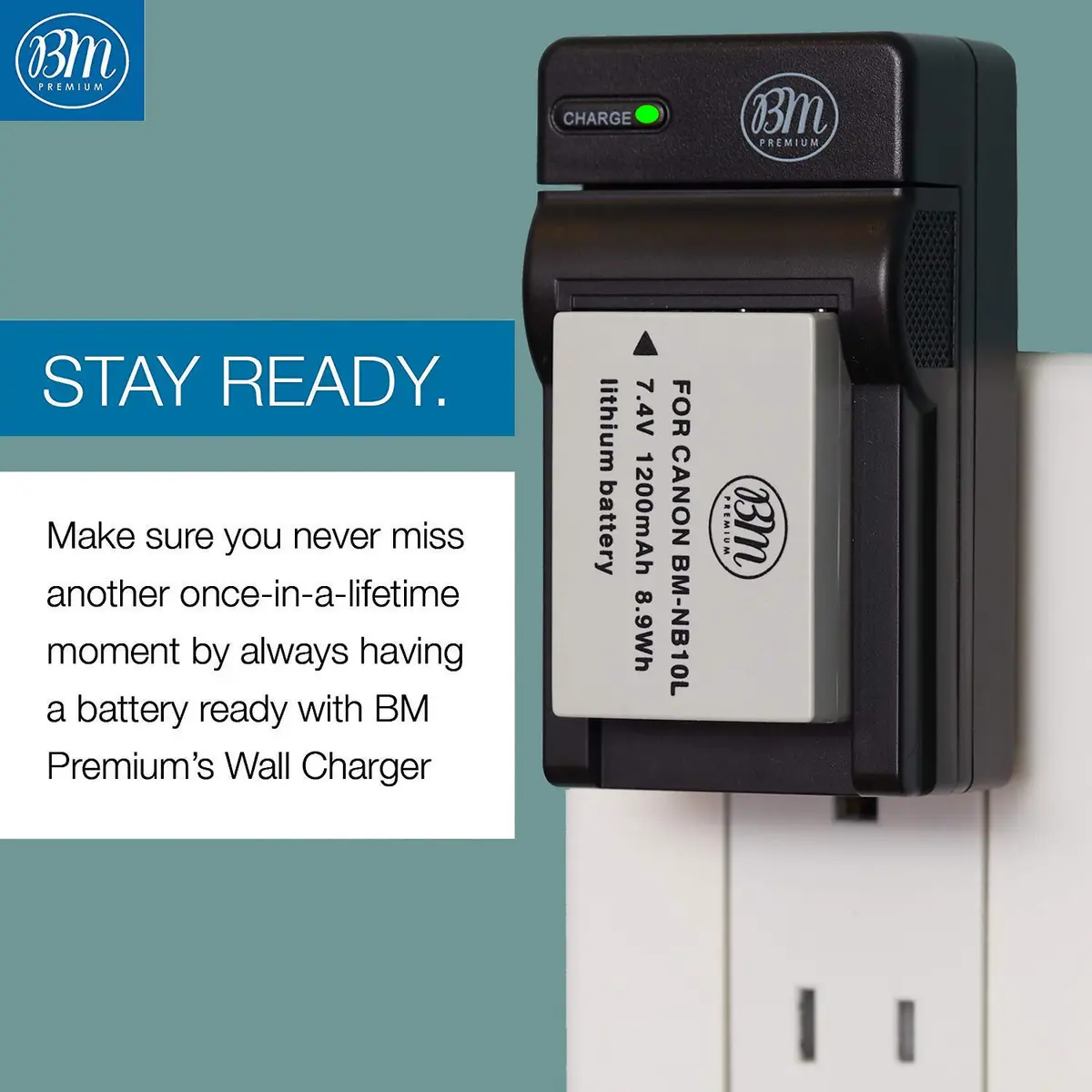 BM Premium NB-10L Battery & Charger Kit for Canon SX60 HS, SX50 HS, G1X, G3X, G15, G16 Cameras | 2 Batteries & USB Charger - view 5