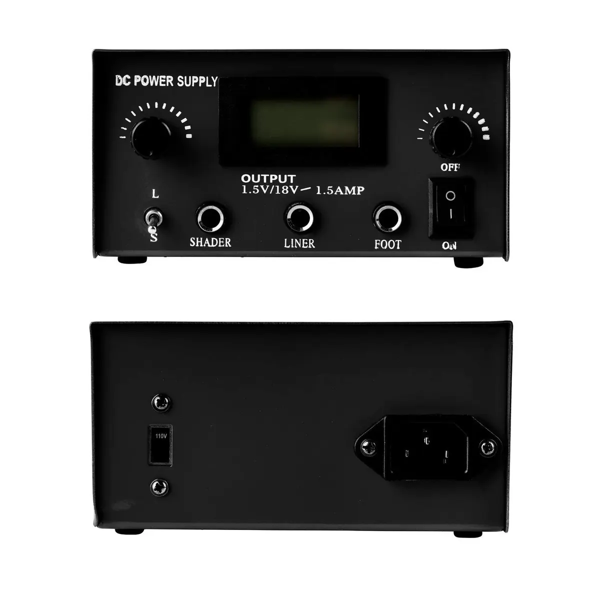 Pirate Face Tattoo Dual Digital Power Supply with Foot Pedal & Clip Cords | Black - view 2