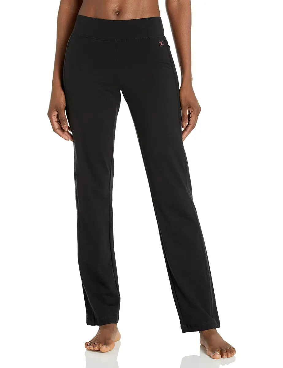 Danskin Women's Sleek Fit Yoga Pant, Black, Small | Flared Leg, Mid Rise, Cotton Blend - main product image