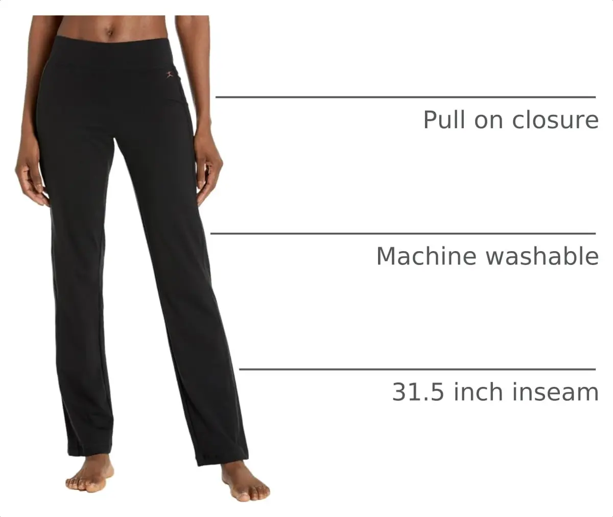Danskin Women's Sleek Fit Yoga Pant, Black, Small | Flared Leg, Mid Rise, Cotton Blend - view 4
