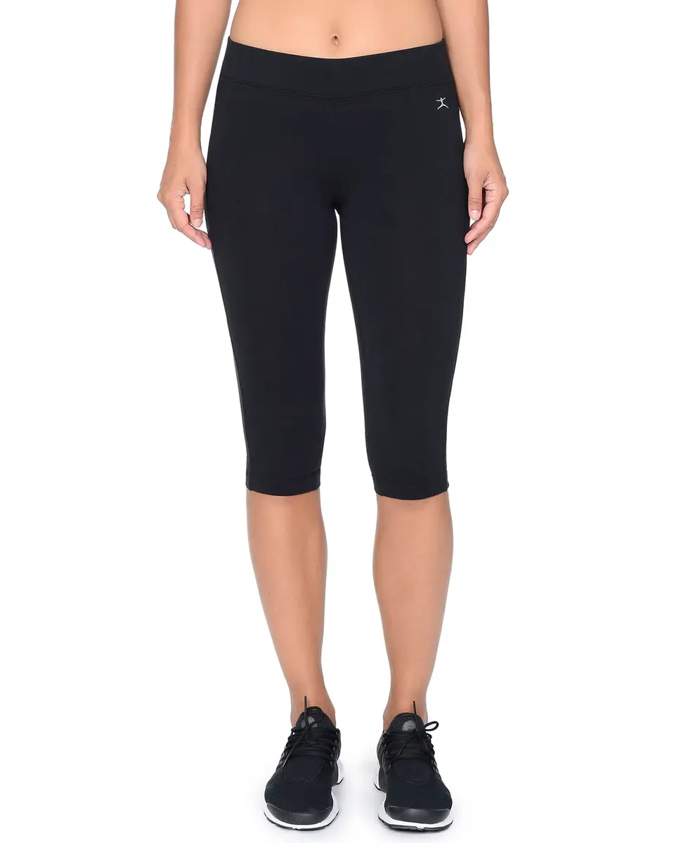 Danskin Essential Capri Athletic Leggings Black Small US | Supportive, Moisture Wicking, 16" Inseam - main product image
