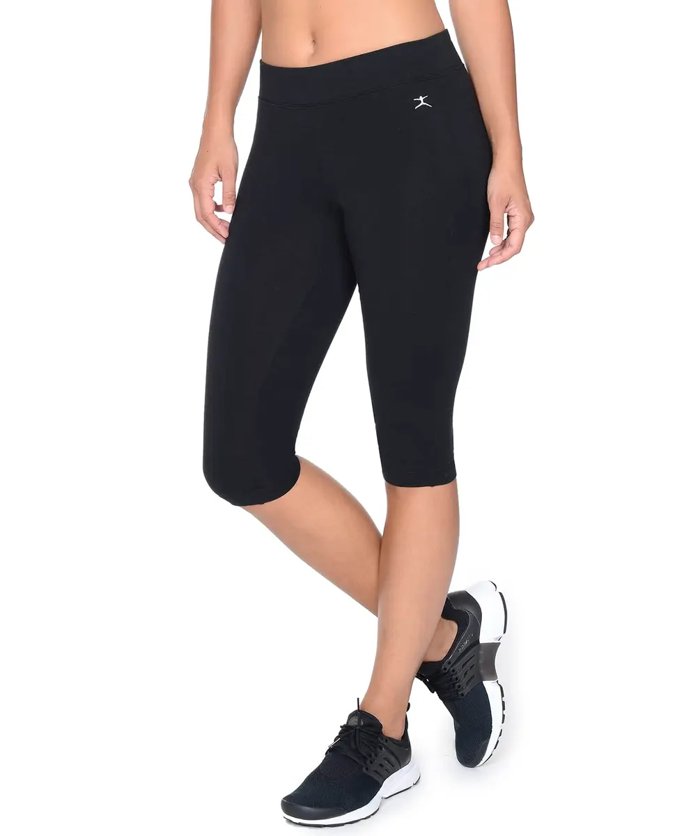 Danskin Essential Capri Athletic Leggings Black Small US | Supportive, Moisture Wicking, 16" Inseam - view 2