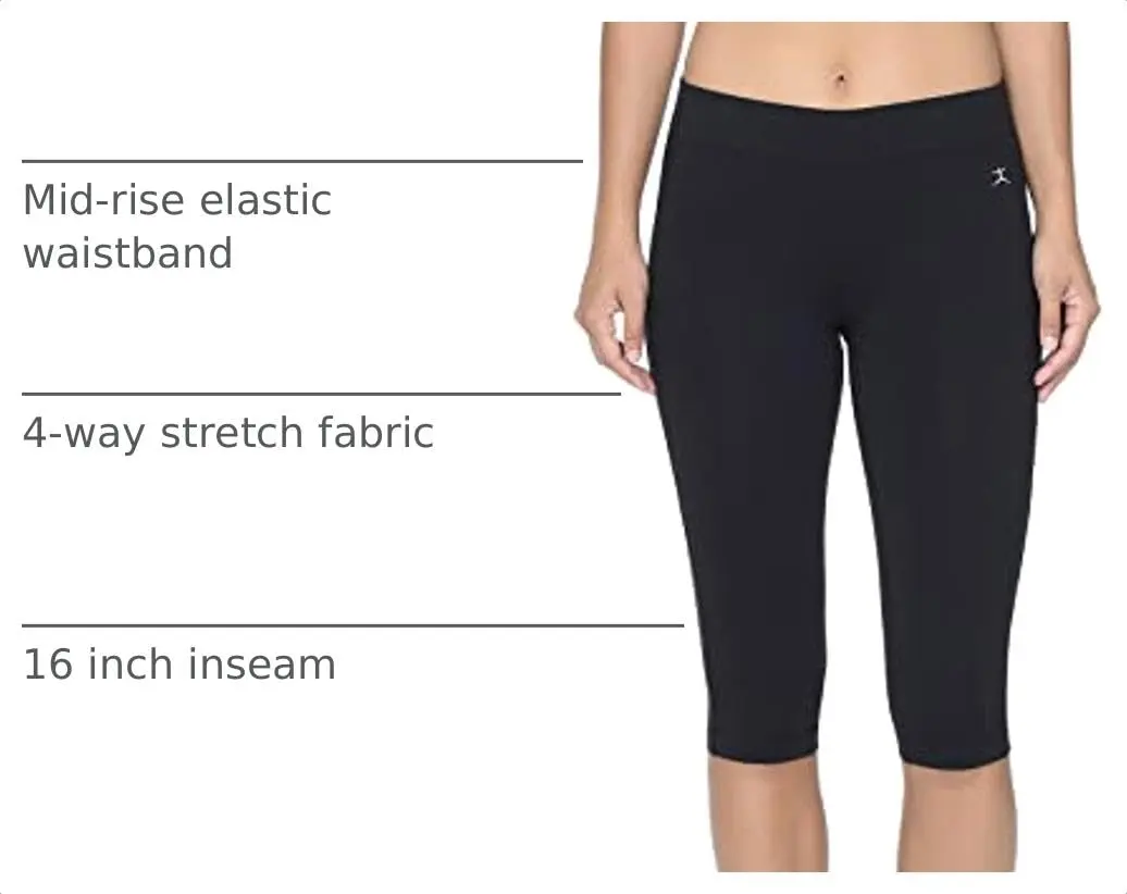 Danskin Essential Capri Athletic Leggings Black Small US | Supportive, Moisture Wicking, 16" Inseam - view 4