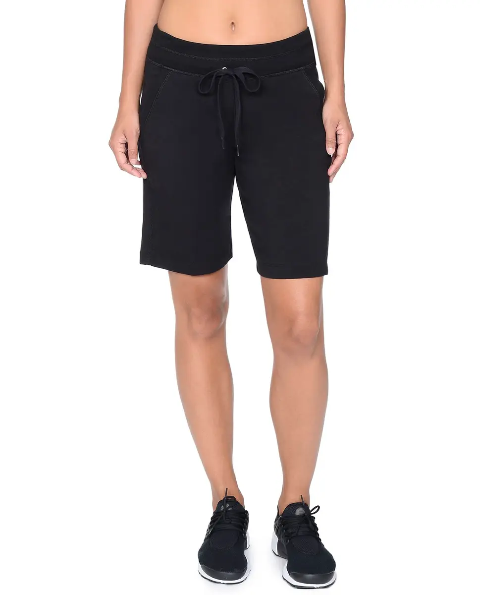Danskin Women's Essential Bermuda Short | Cotton-Spandex Support & Comfort, 10" Inseam, Black - view 2