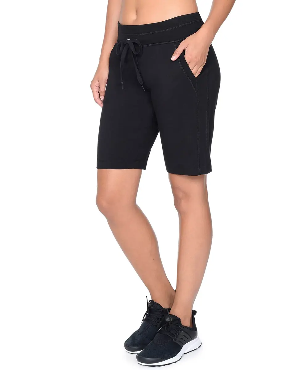 Danskin Women's Essential Bermuda Short | Cotton-Spandex Support & Comfort, 10" Inseam, Black - view 3