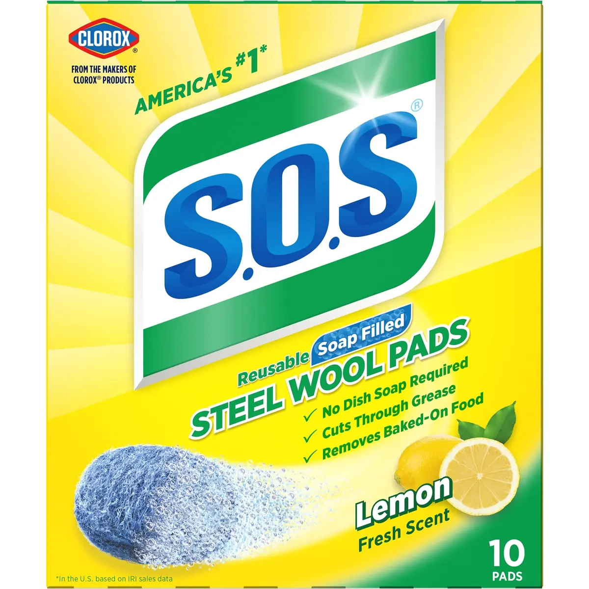 S.O.S Steel Wool Soap Pads Lemon Fresh 60 Count | Tough on Grease, Gentle on Hands - view 5
